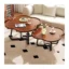 Set of 2 Modern Clover Design Side Tables – Walnut Finish