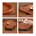 Set of 2 Modern Clover Design Side Tables – Walnut Finish