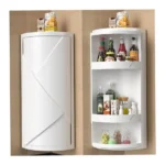 3-Tier Rotating Corner Storage Shelf Cabinet – Wall Mounted Bathroom & Kitchen Organizer