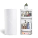 3-Tier Rotating Corner Storage Shelf Cabinet – Wall Mounted Bathroom & Kitchen Organizer