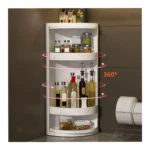 3-Tier Rotating Corner Storage Shelf Cabinet – Wall Mounted Bathroom & Kitchen Organizer