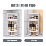 3-Tier Rotating Corner Storage Shelf Cabinet – Wall Mounted Bathroom & Kitchen Organizer