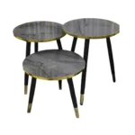 Luxury Black & Gold 3-Piece Nesting Coffee Table Set – Modern Marble Top Side Tables