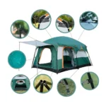 8-Person Family Camping Tent with Rainfly, Large Front Canopy & Ventilation Windows