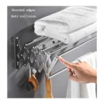 Wall-Mounted Retractable Clothes Drying Rack – 80cm, Folding Laundry Airer with Towel Bar, Silver