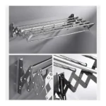 Wall-Mounted Retractable Clothes Drying Rack – 80cm, Folding Laundry Airer with Towel Bar, Silver