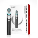 Age-R Booster-H Anti-Aging Facial Treatment Device – 5-Minute Home Skin Care, Black & Silver