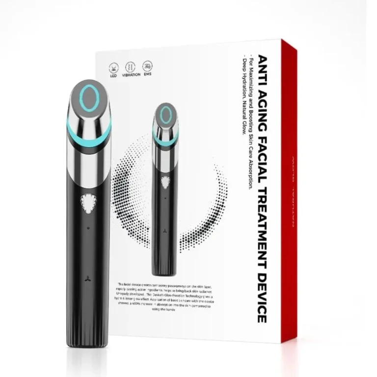 Age-R Booster-H Anti-Aging Facial Treatment Device – 5-Minute Home Skin Care, Black & Silver