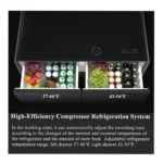 Smart Coffee Table with 135L Dual-Zone Built-in Refrigerator, 20W × 2 Bluetooth 5.0 Stereo Speakers, 15W Wireless Charging, RGB Lighting, USB & Type-C Ports, Dual AC Outlets