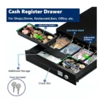 Cash Register Drawer – Heavy-Duty Steel POS Cash Drawer with Bill & Coin Compartments