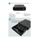 Cash Register Drawer – Heavy-Duty Steel POS Cash Drawer with Bill & Coin Compartments