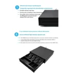 Cash Register Drawer – Heavy-Duty Steel POS Cash Drawer with Bill & Coin Compartments