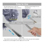 Microfiber Feather Duster Extendable – 100-Inch Telescopic Stainless Steel Pole, 15-Inch Bendable 90° Head, Washable Dusting Tool – Gray