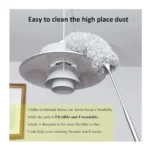 Microfiber Feather Duster Extendable – 100-Inch Telescopic Stainless Steel Pole, 15-Inch Bendable 90° Head, Washable Dusting Tool – Gray