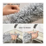 Microfiber Feather Duster Extendable – 100-Inch Telescopic Stainless Steel Pole, 15-Inch Bendable 90° Head, Washable Dusting Tool – Gray