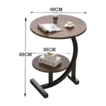 Modern Round 2 Tier Coffee Table with Storage – Small Sofa Side Table with Wooden Top