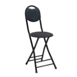 Portable Folding Stool with Backrest – 200kg Capacity, Non-Slip Feet, Black