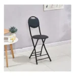 Portable Folding Stool with Backrest – 200kg Capacity, Non-Slip Feet, Black
