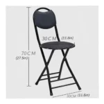 Portable Folding Stool with Backrest – 200kg Capacity, Non-Slip Feet, Black