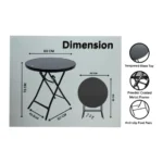 Folding Garden & Balcony Table – 60 cm Round Tempered Glass Top Table , Portable Outdoor Side Table
