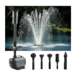 28W Submersible Fountain Pump with 3 Nozzle Attachments and Adjustable Water Flow