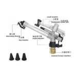 1.5-Inch Heavy-Duty Irrigation Impact Rain Gun Sprinkler 360° Adjustable Long-Range Water Sprinkler, High-Pressure Irrigation Nozzle