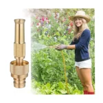 High-Pressure Solid Brass Garden Hose Nozzle with Adjustable Spray & 3/4-Inch Quick Connector Fittings