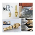 High-Pressure Solid Brass Garden Hose Nozzle with Adjustable Spray & 3/4-Inch Quick Connector Fittings