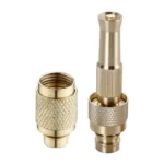 High-Pressure Solid Brass Garden Hose Nozzle with Adjustable Spray & 3/4-Inch Quick Connector Fittings