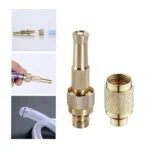 High-Pressure Solid Brass Garden Hose Nozzle with Adjustable Spray & 3/4-Inch Quick Connector Fittings
