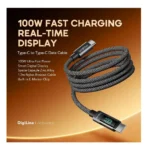Oraimo OCD-175CC Digiline 100W USB-C to USB-C Fast Charging Cable – 5A, 1.2m, Digital Display