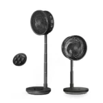 Oraimo 2-in-1 Portable Rechargeable Pedestal & Table Fan 20W – 4000mAh Battery, 7 Speeds, Remote Control, Digital Display