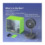 Oraimo 2-in-1 Portable Rechargeable Pedestal & Table Fan 20W – 4000mAh Battery, 7 Speeds, Remote Control, Digital Display