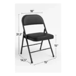 Heavy-Duty Folding Chair – Padded Seat & Backrest, Steel Frame, Anti-Skid Feet, Portable & Foldable, Black