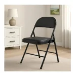 Heavy-Duty Folding Chair – Padded Seat & Backrest, Steel Frame, Anti-Skid Feet, Portable & Foldable, Black