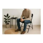 Heavy-Duty Folding Chair – Padded Seat & Backrest, Steel Frame, Anti-Skid Feet, Portable & Foldable, Black