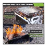 360° Rotating Charcoal BBQ Grill with Adjustable Height, Push-Pull Flip System
