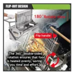 360° Rotating Charcoal BBQ Grill with Adjustable Height, Push-Pull Flip System
