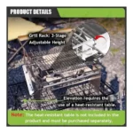 360° Rotating Charcoal BBQ Grill with Adjustable Height, Push-Pull Flip System