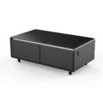 Smart Coffee Table with 135L Dual-Zone Built-in Refrigerator, 20W × 2 Bluetooth 5.0 Stereo Speakers, 15W Wireless Charging, RGB Lighting, USB & Type-C Ports, Dual AC Outlets