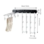 Wall-Mounted Foldable Sock Drying Rack with 24 Clips – Space-Saving Plastic Laundry Hanger