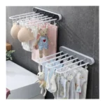 Wall-Mounted Foldable Sock Drying Rack with 24 Clips – Space-Saving Plastic Laundry Hanger