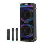 Sonashi SPS-8020R Dual 6.5-Inch Rechargeable Bluetooth Speaker, 40W, TWS, 2 UHF Wireless Microphones, Karaoke, FM Radio, Disco Lights