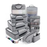 8-Piece Travel Packing Cubes Set – Lightweight Polyester Luggage Organizer with Shoe Bag, Hanging Toiletry Bag, Laundry Bag & Accessories Pouch