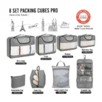 8-Piece Travel Packing Cubes Set – Lightweight Polyester Luggage Organizer with Shoe Bag, Hanging Toiletry Bag, Laundry Bag & Accessories Pouch
