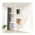 4-Tier Floor-to-Ceiling Adjustable Clothes Drying Rack & Coat Hanger Organizer