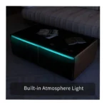 Smart Coffee Table with 135L Dual-Zone Built-in Refrigerator, 20W × 2 Bluetooth 5.0 Stereo Speakers, 15W Wireless Charging, RGB Lighting, USB & Type-C Ports, Dual AC Outlets