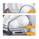 2-Tier Stainless Steel Dish Rack – Plate, Cup & Cutlery Storage Organizer