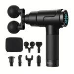MDHL MD-8121 Double-Head Percussion Massage Gun – 30-Speed Handheld Body Massager with 7 Attachments & LCD Touch Screen