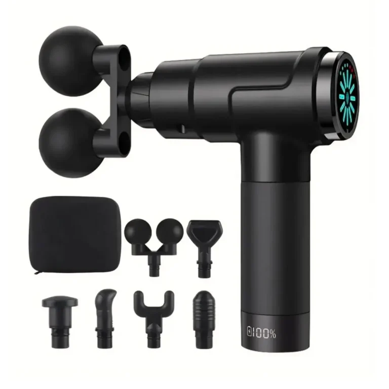 MDHL MD-8121 Double-Head Percussion Massage Gun – 30-Speed Handheld Body Massager with 7 Attachments & LCD Touch Screen
